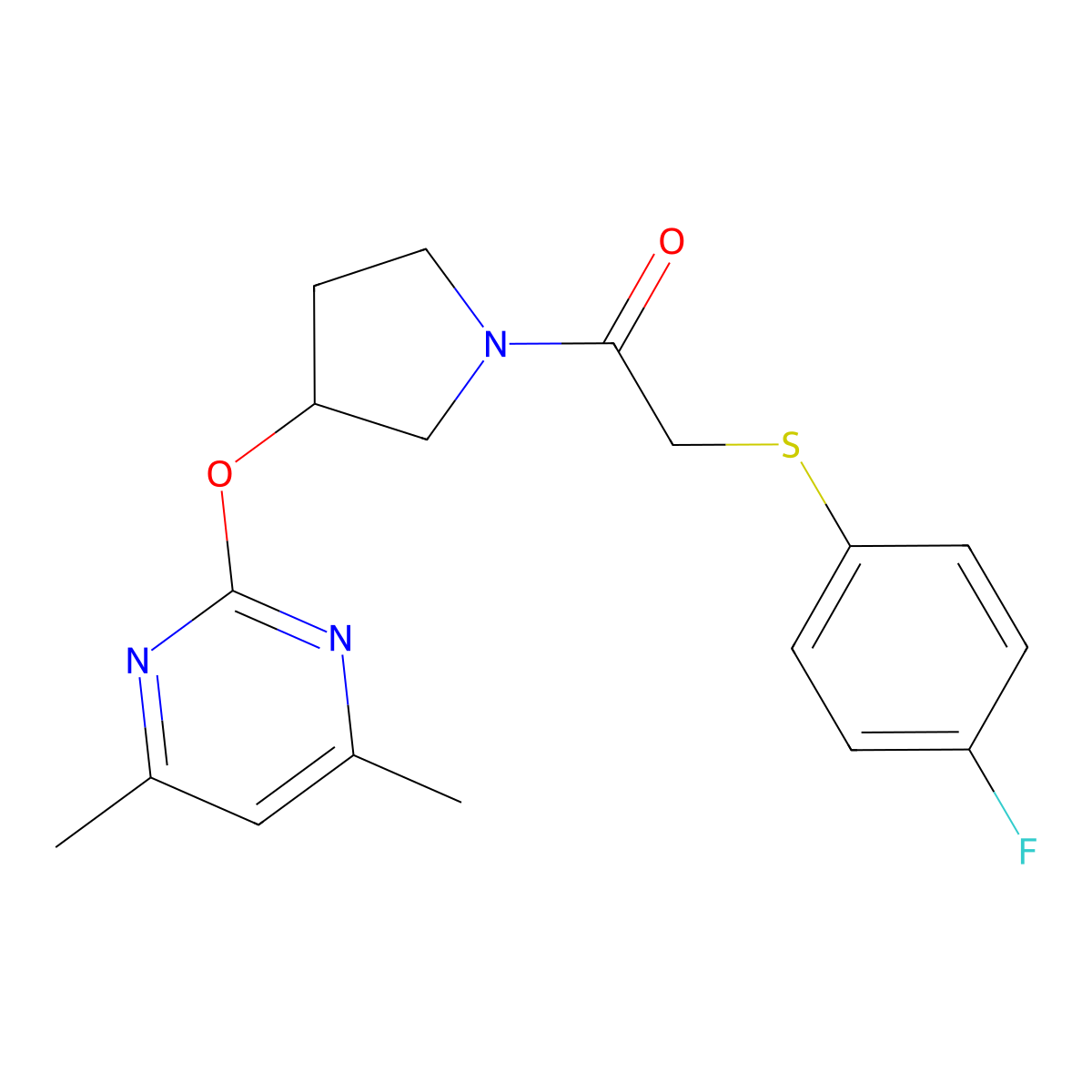 1-(3-((4,6-Dimethylpyrimidin-2-yl)oxy)pyrrolidin-1-yl)-2-((4-fluorophenyl)thio)ethanone molecular structure, CAS 2034316-87-3