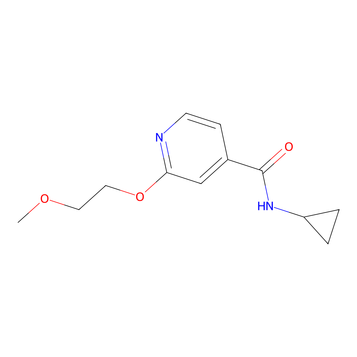 N-cyclopropyl-2-(2-methoxyethoxy)isonicotinamide molecular structure, CAS 2034316-88-4
