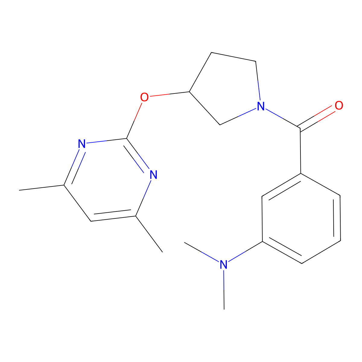 (3-(Dimethylamino)phenyl)(3-((4,6-dimethylpyrimidin-2-yl)oxy)pyrrolidin-1-yl)methanone molecular structure, CAS 2034316-91-9