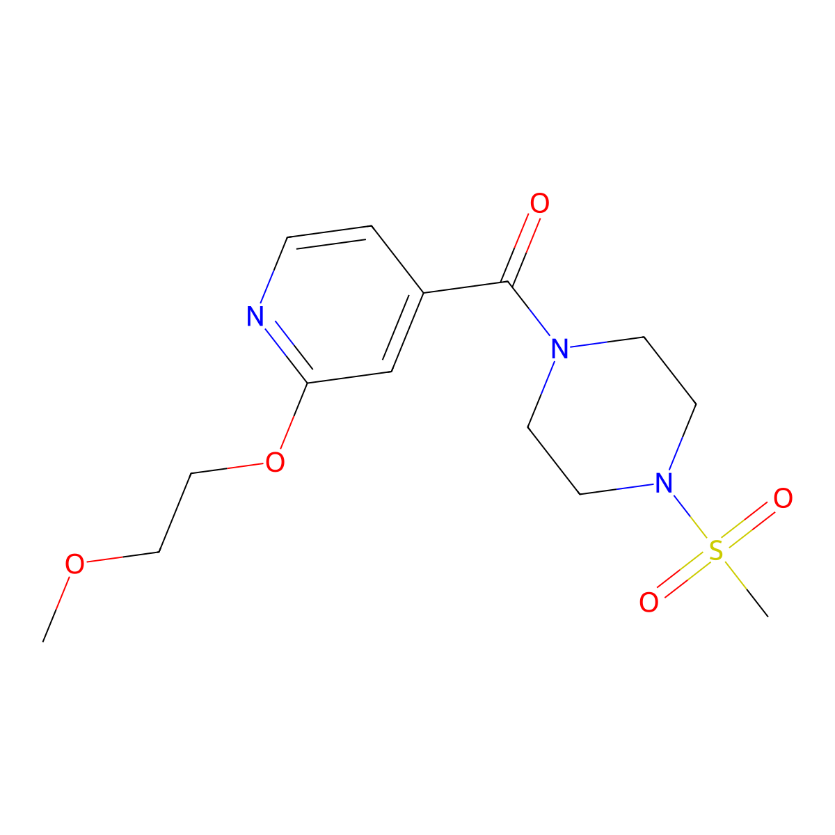(2-(2-Methoxyethoxy)pyridin-4-yl)(4-(methylsulfonyl)piperazin-1-yl)methanone molecular structure, CAS 2034316-94-2
