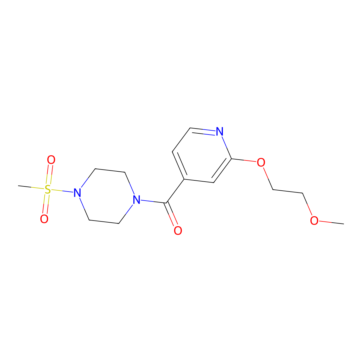 (2-(2-Methoxyethoxy)pyridin-4-yl)(4-(methylsulfonyl)piperazin-1-yl)methanone molecular structure, CAS 2034316-94-2