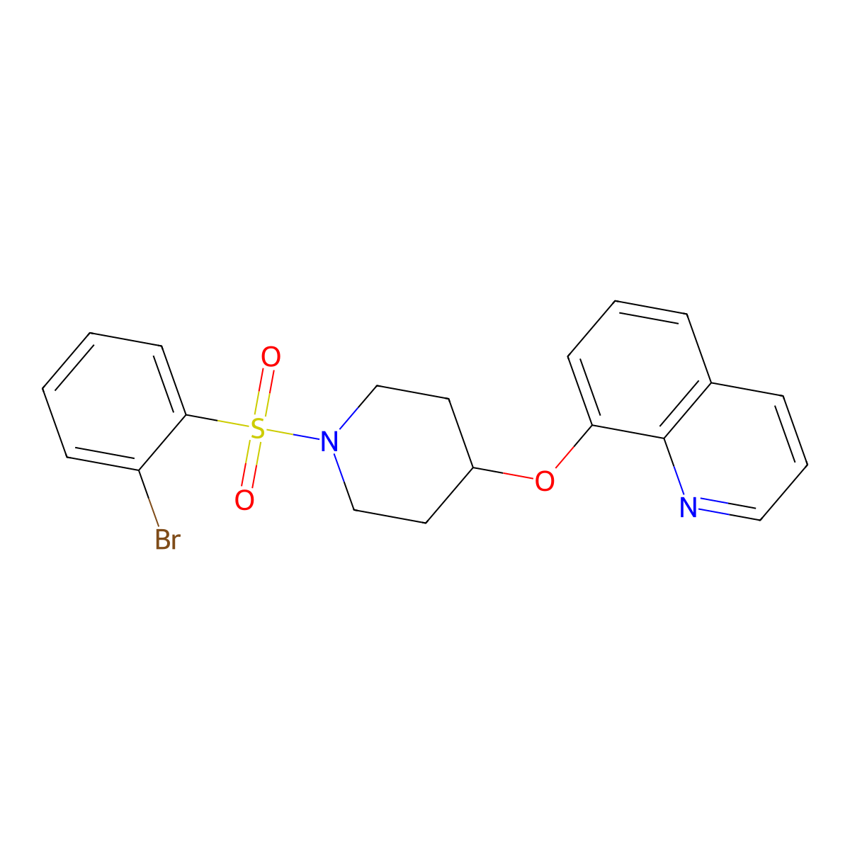 8-((1-((2-Bromophenyl)sulfonyl)piperidin-4-yl)oxy)quinoline molecular structure, CAS 2034316-98-6