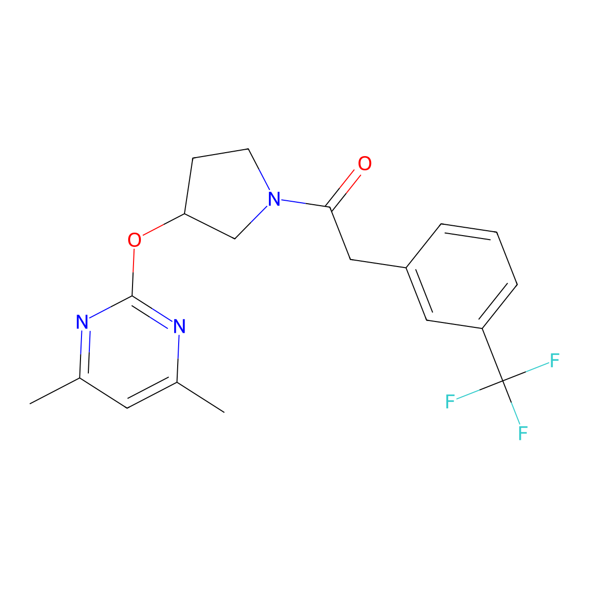 1-(3-((4,6-Dimethylpyrimidin-2-yl)oxy)pyrrolidin-1-yl)-2-(3-(trifluoromethyl)phenyl)ethanone molecular structure, CAS 2034317-04-7