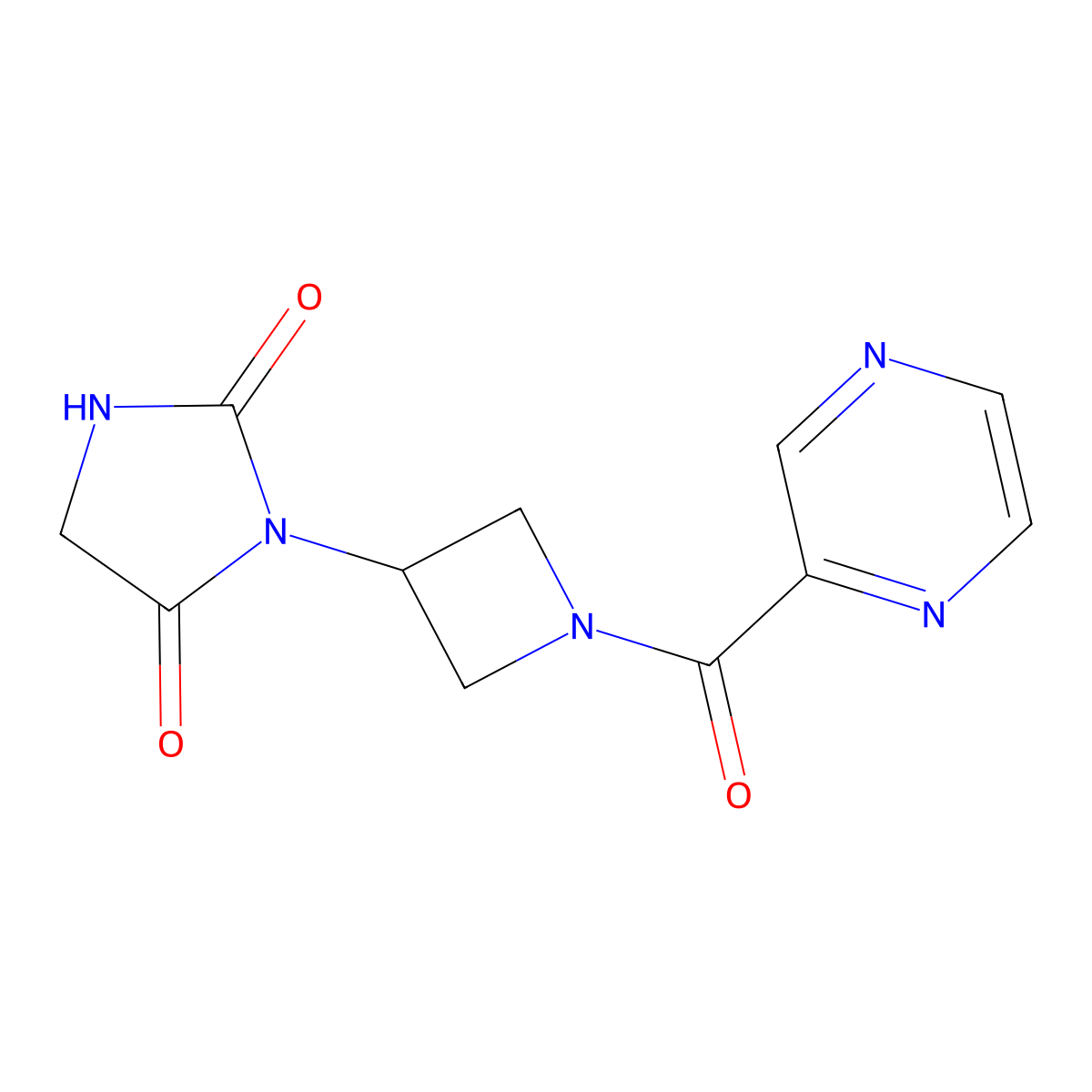 3-[1-(Pyrazine-2-carbonyl)azetidin-3-yl]imidazolidine-2,4-dione molecular structure, CAS 2034317-07-0