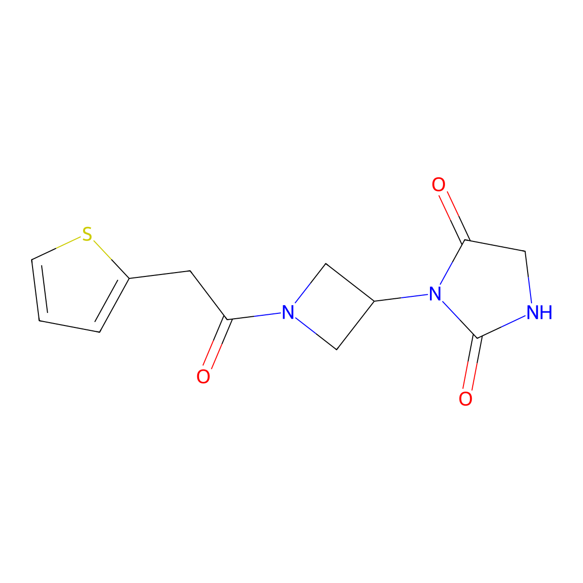 3-(1-(2-(Thiophen-2-yl)acetyl)azetidin-3-yl)imidazolidine-2,4-dione molecular structure, CAS 2034317-13-8