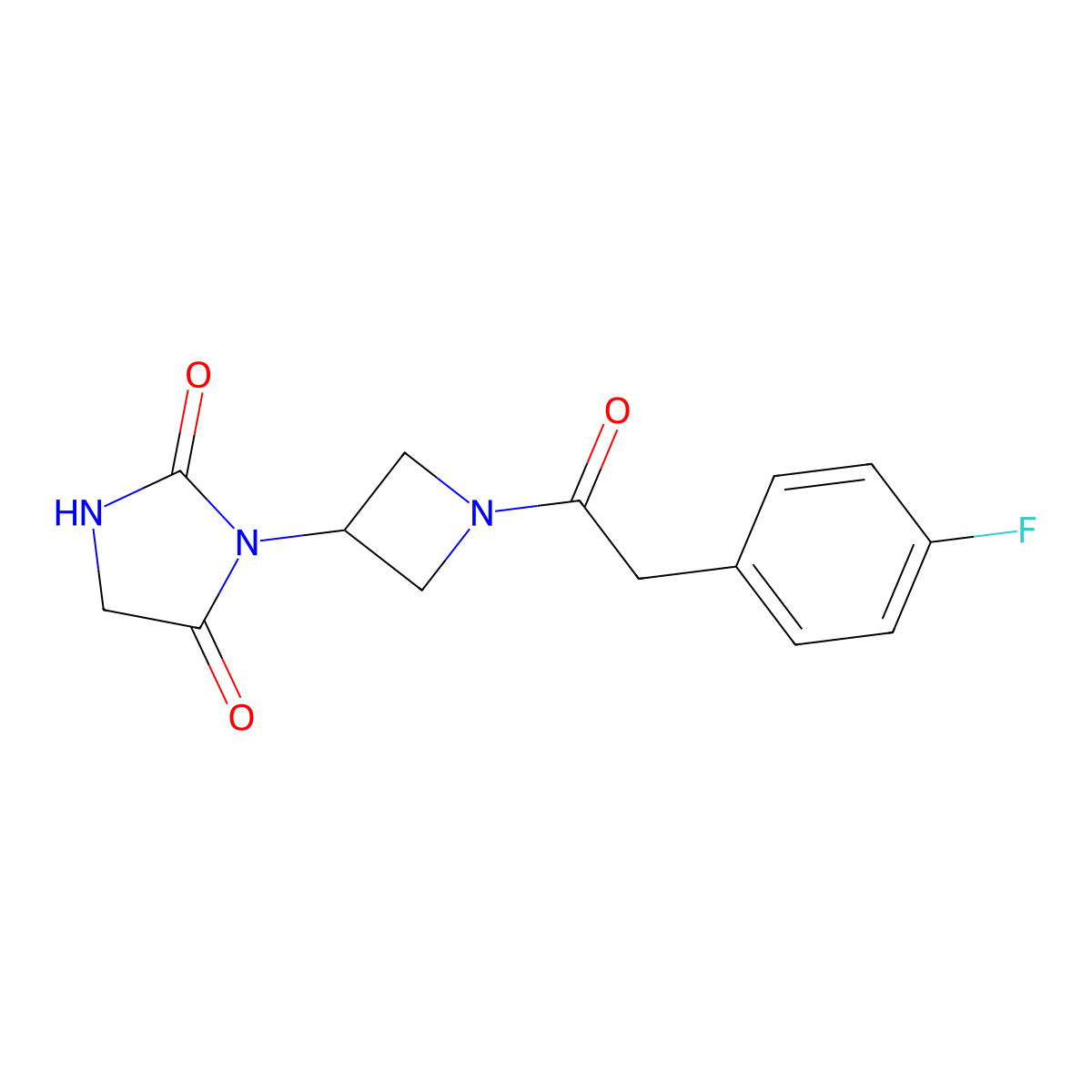 3-(1-(2-(4-Fluorophenyl)acetyl)azetidin-3-yl)imidazolidine-2,4-dione molecular structure, CAS 2034317-22-9