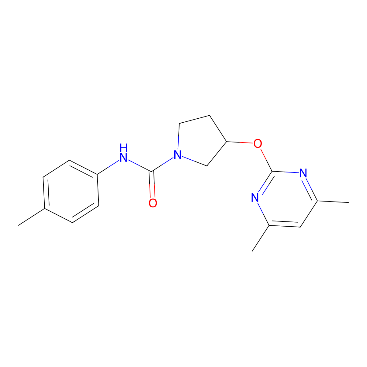 3-((4,6-dimethylpyrimidin-2-yl)oxy)-N-(p-tolyl)pyrrolidine-1-carboxamide molecular structure, CAS 2034317-24-1
