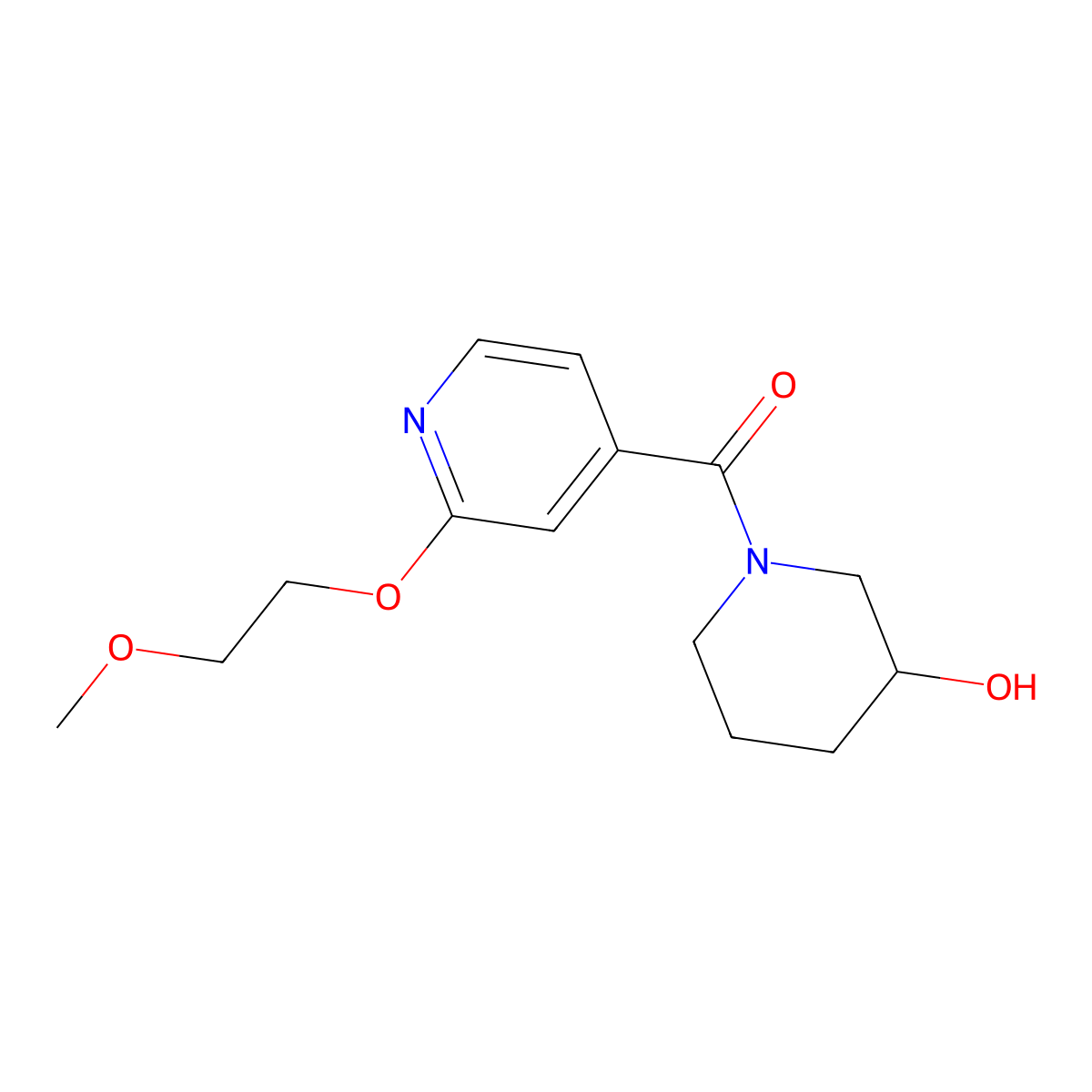 (3-Hydroxypiperidin-1-yl)(2-(2-methoxyethoxy)pyridin-4-yl)methanone molecular structure, CAS 2034317-26-3