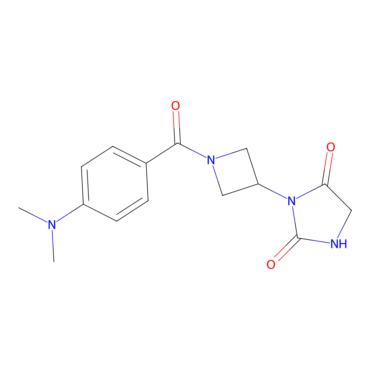 3-(1-(4-(Dimethylamino)benzoyl)azetidin-3-yl)imidazolidine-2,4-dione molecular structure, CAS 2034317-30-9