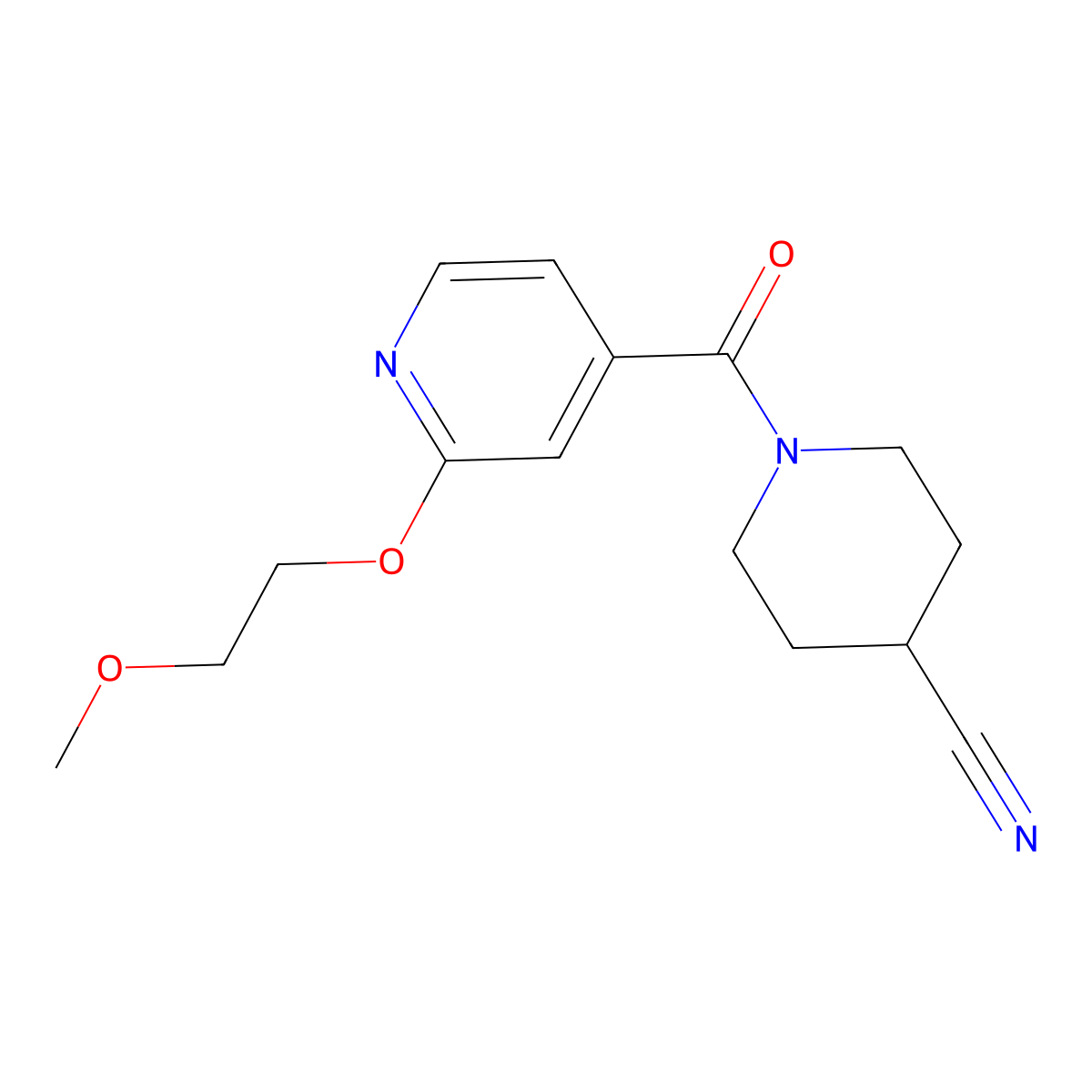 1-(2-(2-Methoxyethoxy)isonicotinoyl)piperidine-4-carbonitrile molecular structure, CAS 2034317-31-0