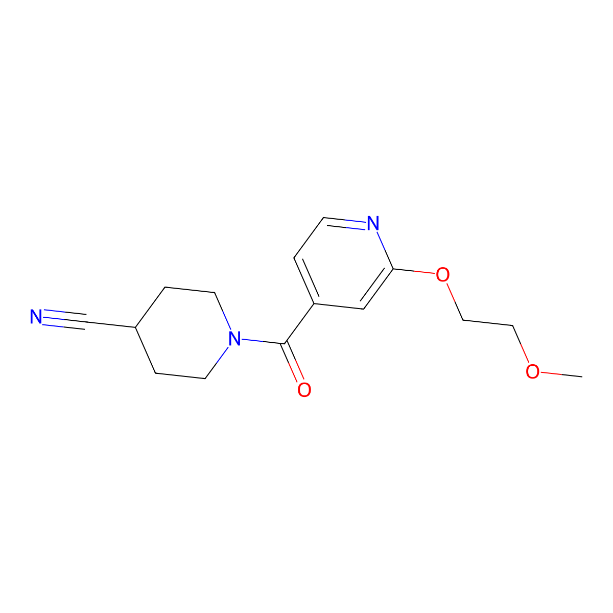 1-(2-(2-Methoxyethoxy)isonicotinoyl)piperidine-4-carbonitrile molecular structure, CAS 2034317-31-0