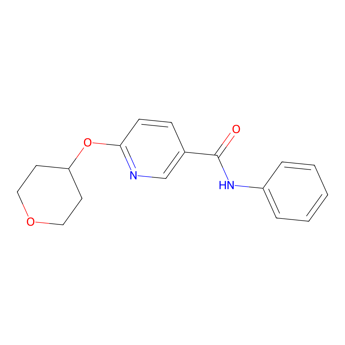 N-phenyl-6-((tetrahydro-2H-pyran-4-yl)oxy)nicotinamide molecular structure, CAS 2034317-35-4