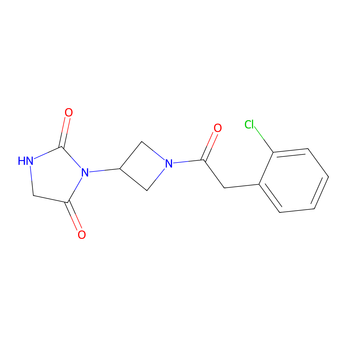 3-{1-[2-(2-Chlorophenyl)acetyl]azetidin-3-yl}imidazolidine-2,4-dione molecular structure, CAS 2034317-37-6