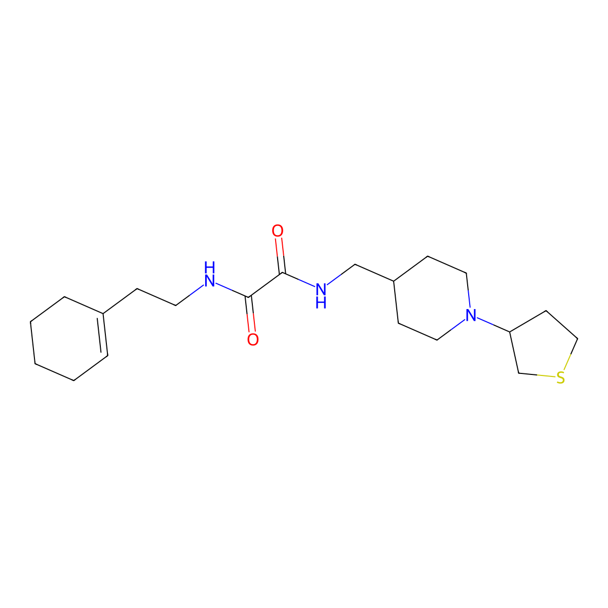 N1-(2-(cyclohex-1-en-1-yl)ethyl)-N2-((1-(tetrahydrothiophen-3-yl)piperidin-4-yl)methyl)oxalamide molecular structure, CAS 2034317-40-1