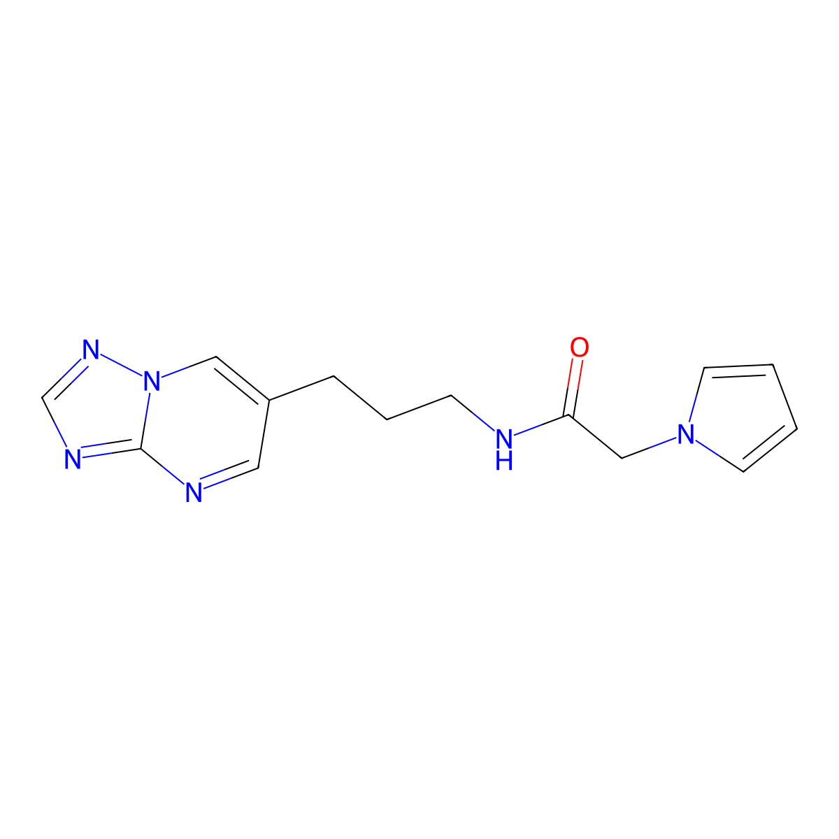 N-(3-([1,2,4]triazolo[1,5-a]pyrimidin-6-yl)propyl)-2-(1H-pyrrol-1-yl)acetamide molecular structure, CAS 2034317-41-2