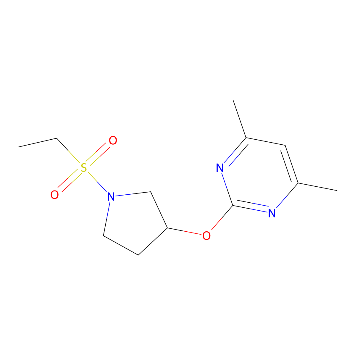 2-((1-(Ethylsulfonyl)pyrrolidin-3-yl)oxy)-4,6-dimethylpyrimidine molecular structure, CAS 2034317-43-4