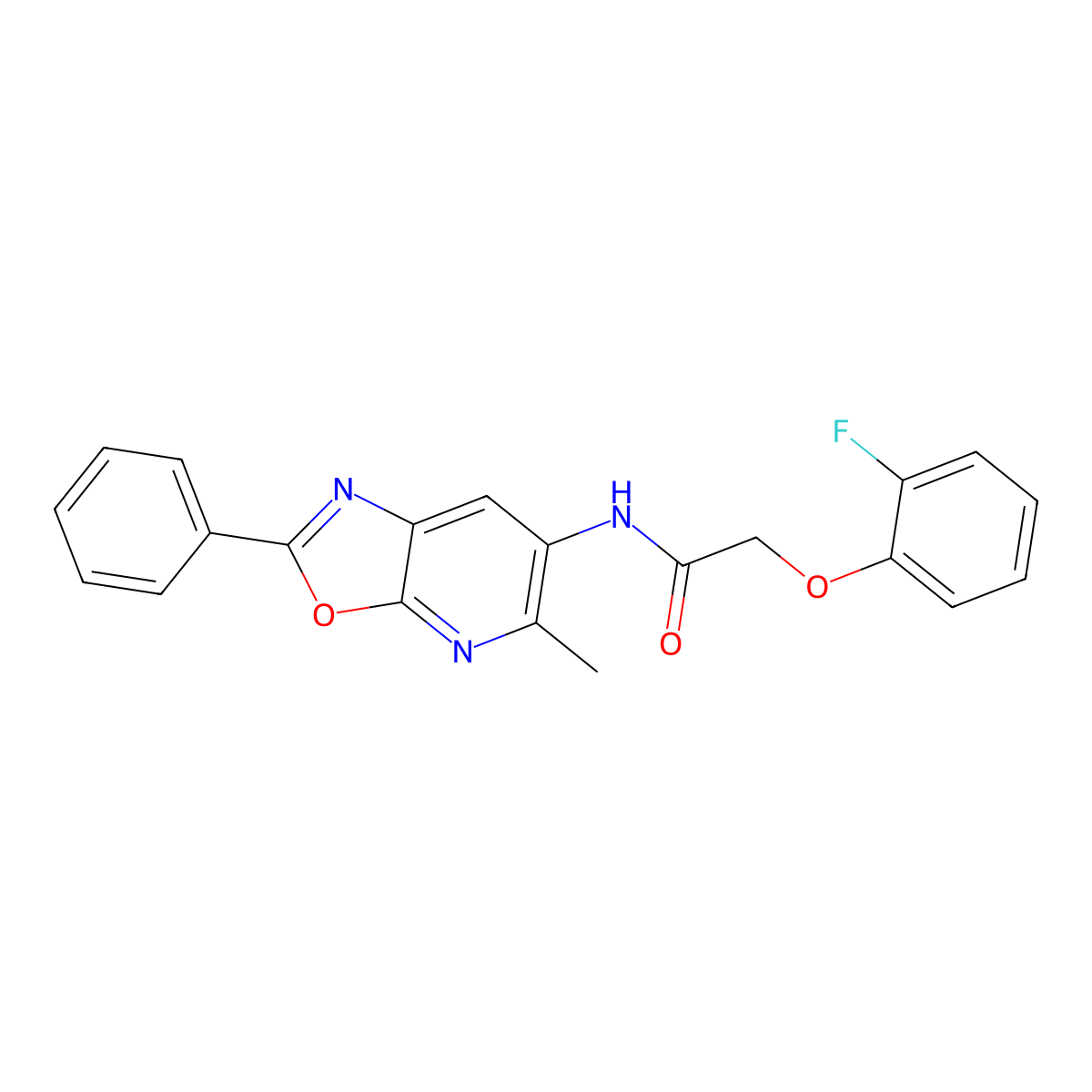 2-(2-fluorophenoxy)-N-(5-methyl-2-phenyloxazolo[5,4-b]pyridin-6-yl)acetamide molecular structure, CAS 2034317-44-5