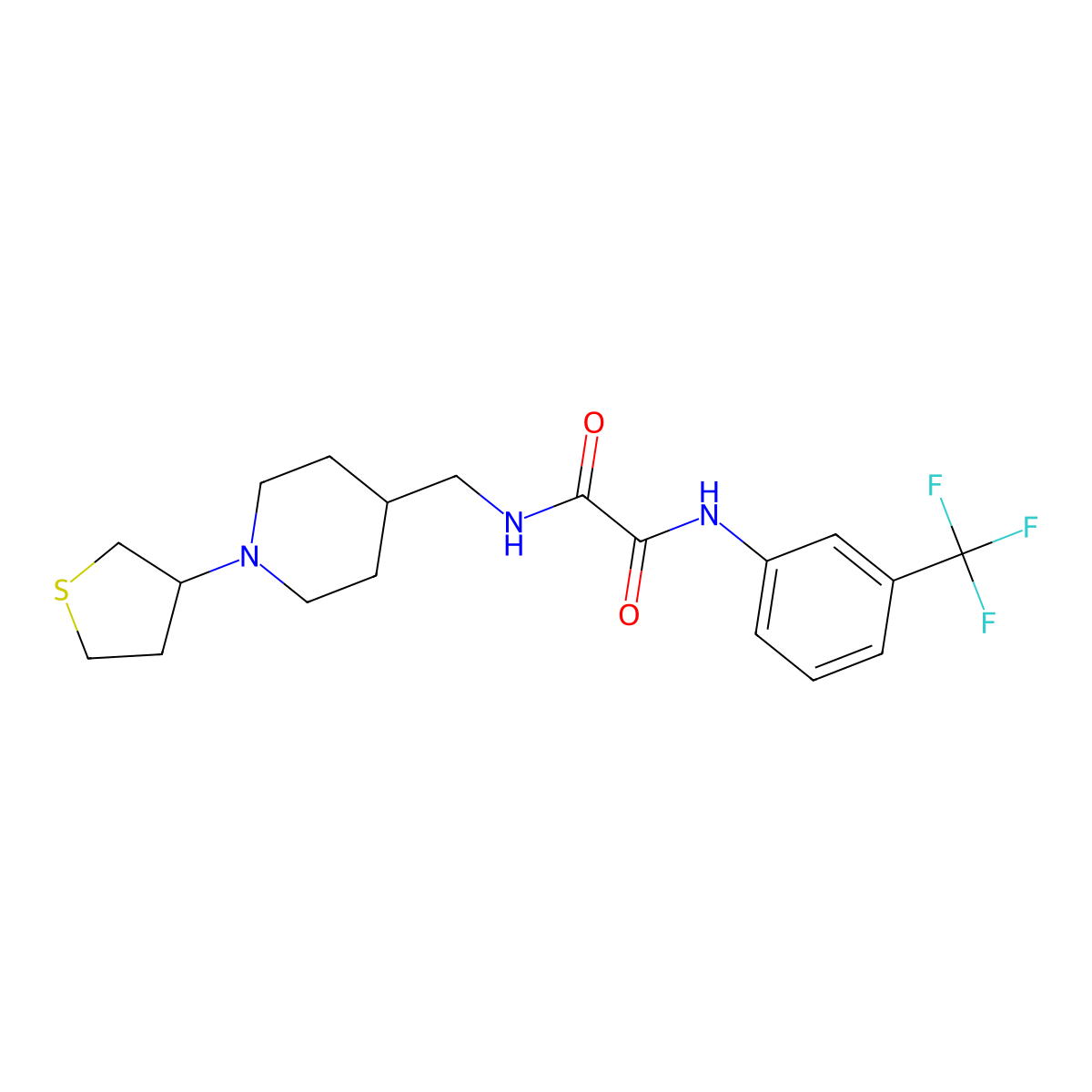 N1-((1-(tetrahydrothiophen-3-yl)piperidin-4-yl)methyl)-N2-(3-(trifluoromethyl)phenyl)oxalamide molecular structure, CAS 2034317-45-6