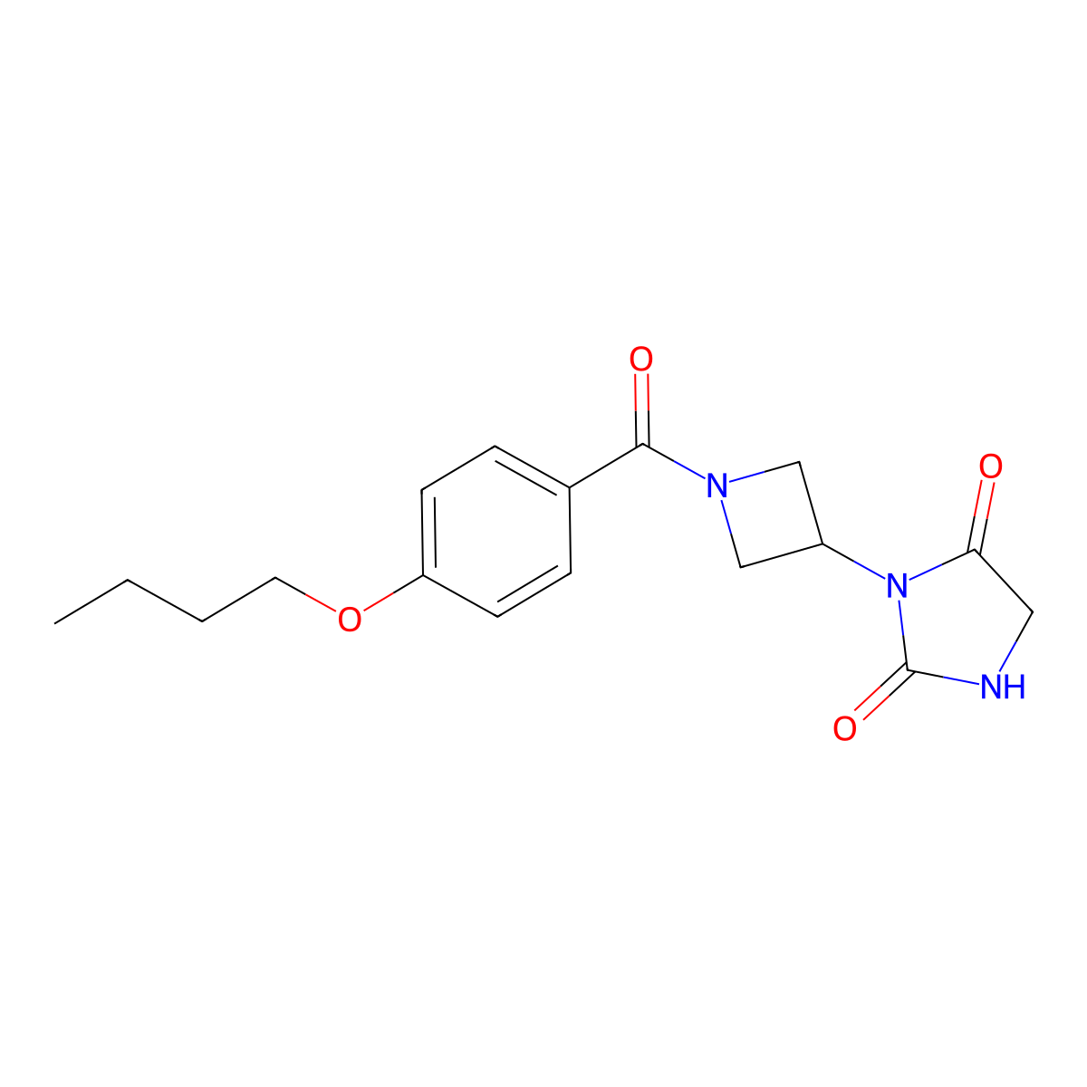 3-[1-(4-Butoxybenzoyl)azetidin-3-yl]imidazolidine-2,4-dione molecular structure, CAS 2034317-48-9