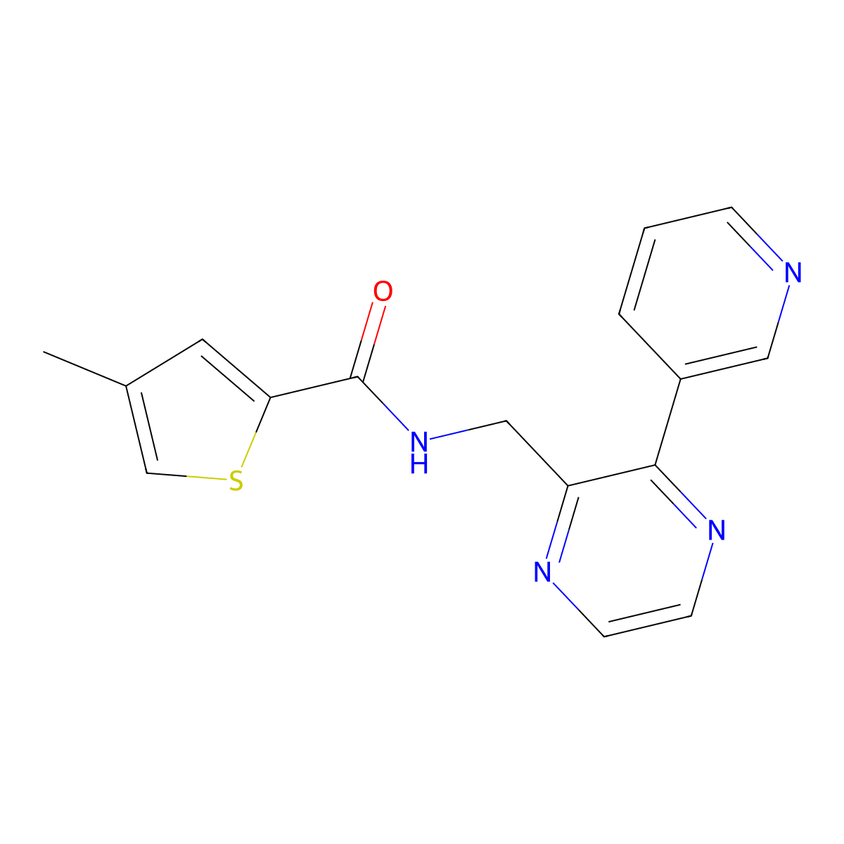 4-methyl-N-{[3-(pyridin-3-yl)pyrazin-2-yl]methyl}thiophene-2-carboxamide molecular structure, CAS 2034317-50-3
