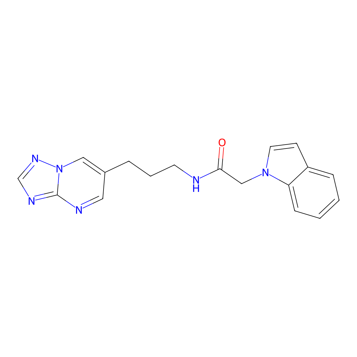 N-(3-([1,2,4]triazolo[1,5-a]pyrimidin-6-yl)propyl)-2-(1H-indol-1-yl)acetamide molecular structure, CAS 2034317-51-4