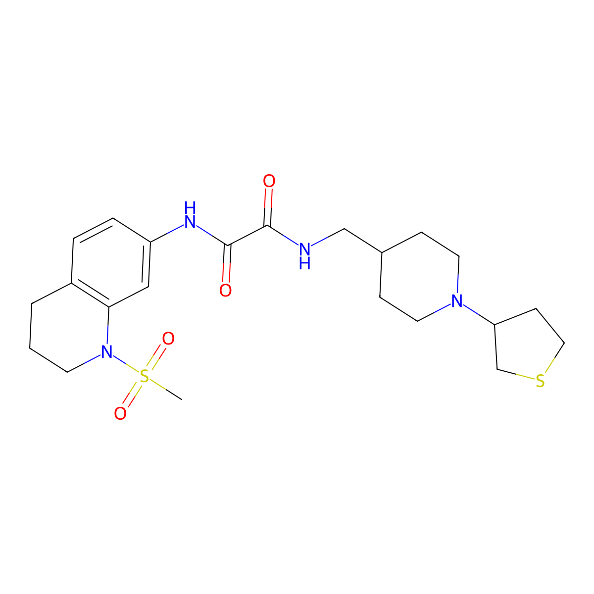 N1-(1-(methylsulfonyl)-1,2,3,4-tetrahydroquinolin-7-yl)-N2-((1-(tetrahydrothiophen-3-yl)piperidin-4-yl)methyl)oxalamide molecular structure, CAS 2034317-55-8
