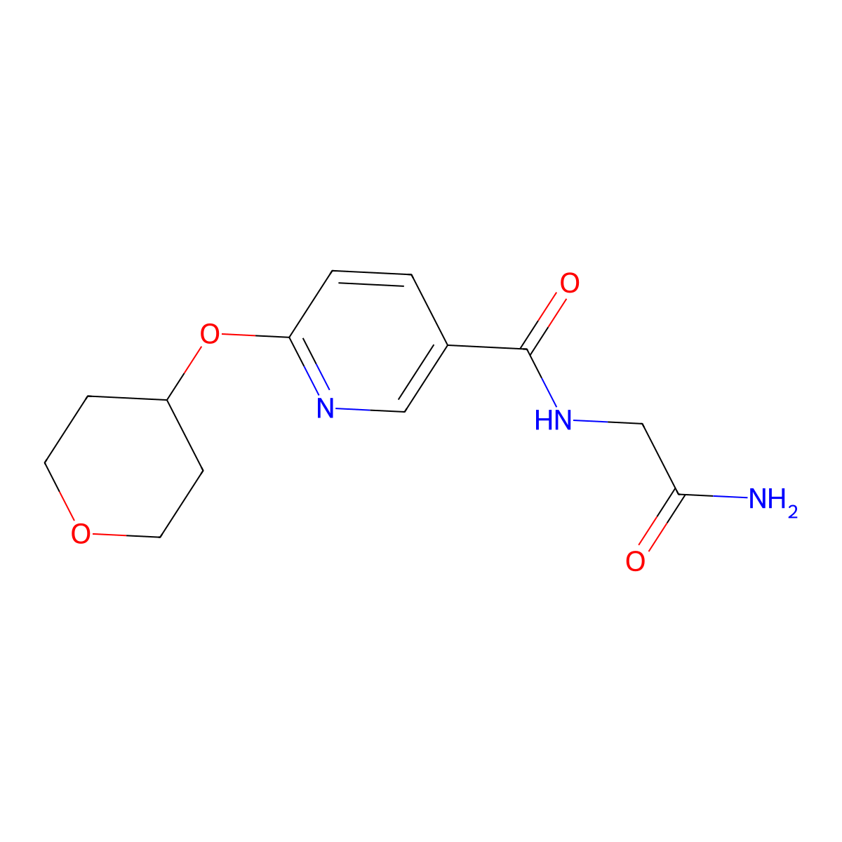 N-(2-amino-2-oxoethyl)-6-((tetrahydro-2H-pyran-4-yl)oxy)nicotinamide molecular structure, CAS 2034317-56-9