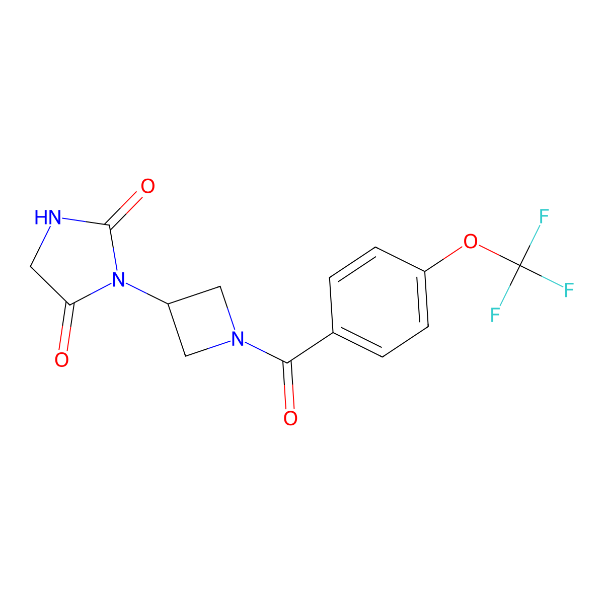 3-{1-[4-(Trifluoromethoxy)benzoyl]azetidin-3-yl}imidazolidine-2,4-dione molecular structure, CAS 2034317-58-1