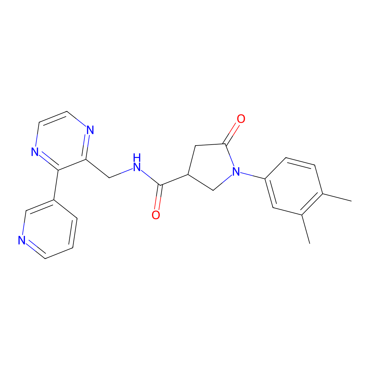 1-(3,4-dimethylphenyl)-5-oxo-N-{[3-(pyridin-3-yl)pyrazin-2-yl]methyl}pyrrolidine-3-carboxamide molecular structure, CAS 2034317-60-5