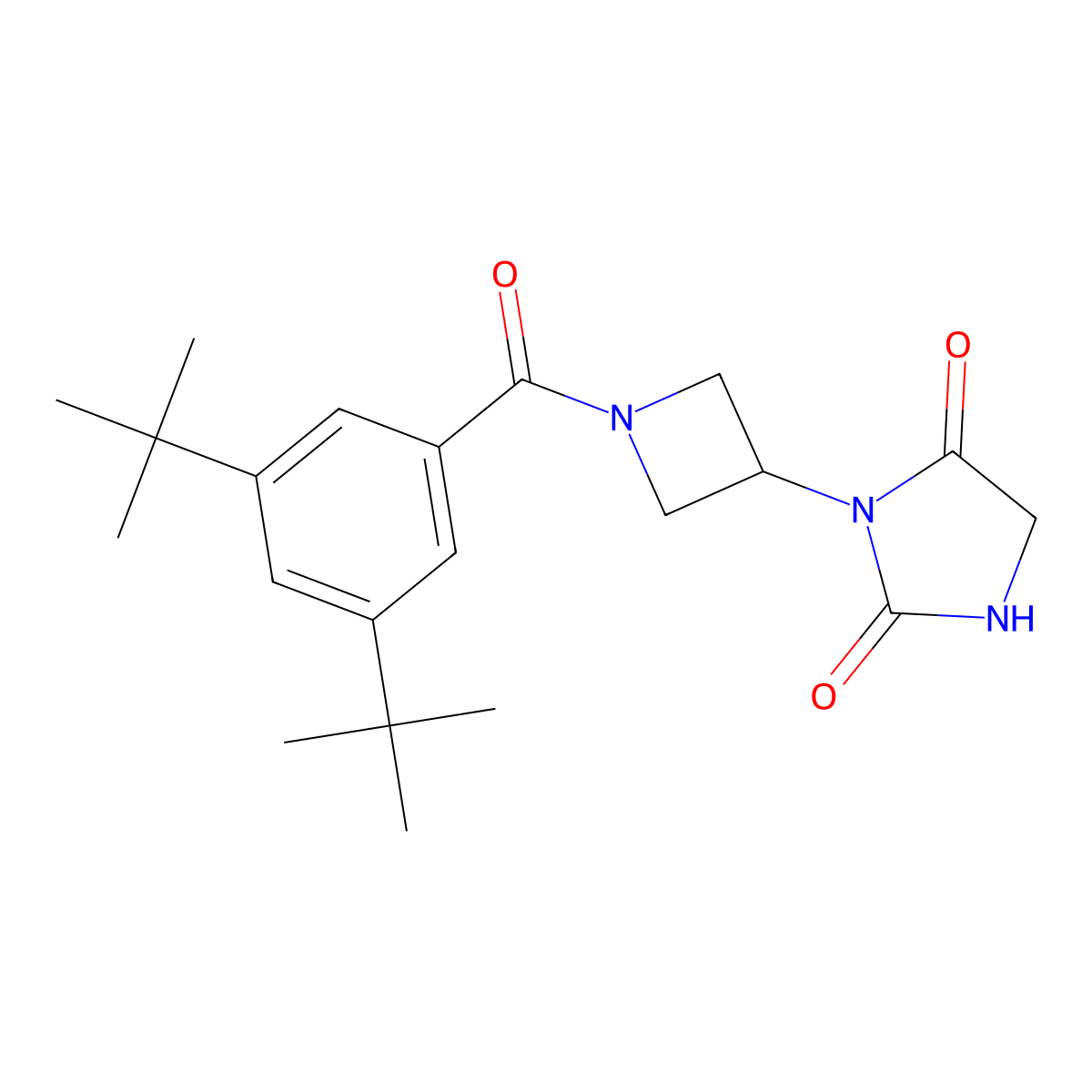 3-(1-(3,5-Di-tert-butylbenzoyl)azetidin-3-yl)imidazolidine-2,4-dione molecular structure, CAS 2034317-66-1