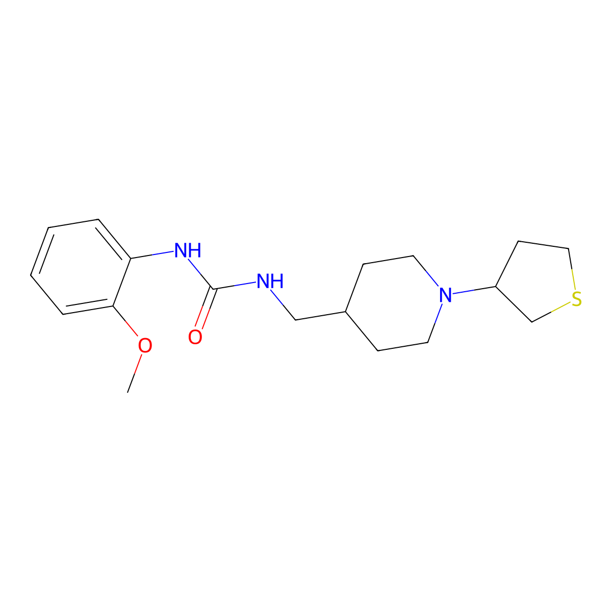 1-(2-Methoxyphenyl)-3-((1-(tetrahydrothiophen-3-yl)piperidin-4-yl)methyl)urea molecular structure, CAS 2034317-69-4