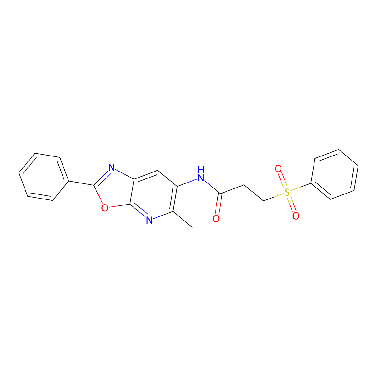 N-(5-methyl-2-phenyloxazolo[5,4-b]pyridin-6-yl)-3-(phenylsulfonyl)propanamide molecular structure, CAS 2034317-70-7