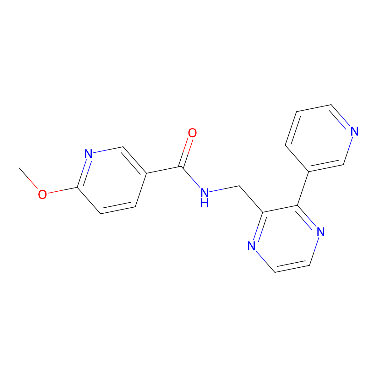 6-methoxy-N-{[3-(pyridin-3-yl)pyrazin-2-yl]methyl}pyridine-3-carboxamide molecular structure, CAS 2034317-81-0