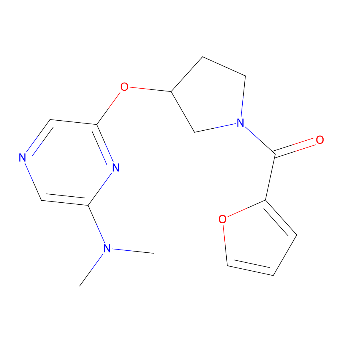 (3-((6-(Dimethylamino)pyrazin-2-yl)oxy)pyrrolidin-1-yl)(furan-2-yl)methanone molecular structure, CAS 2034317-85-4