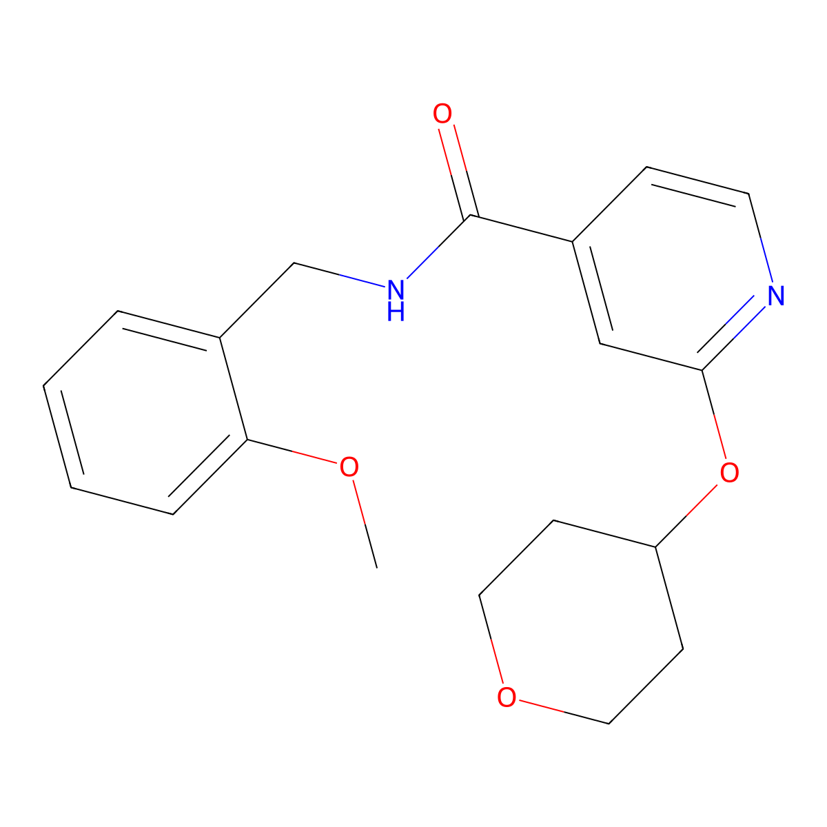 N-(2-methoxybenzyl)-2-((tetrahydro-2H-pyran-4-yl)oxy)isonicotinamide molecular structure, CAS 2034317-86-5
