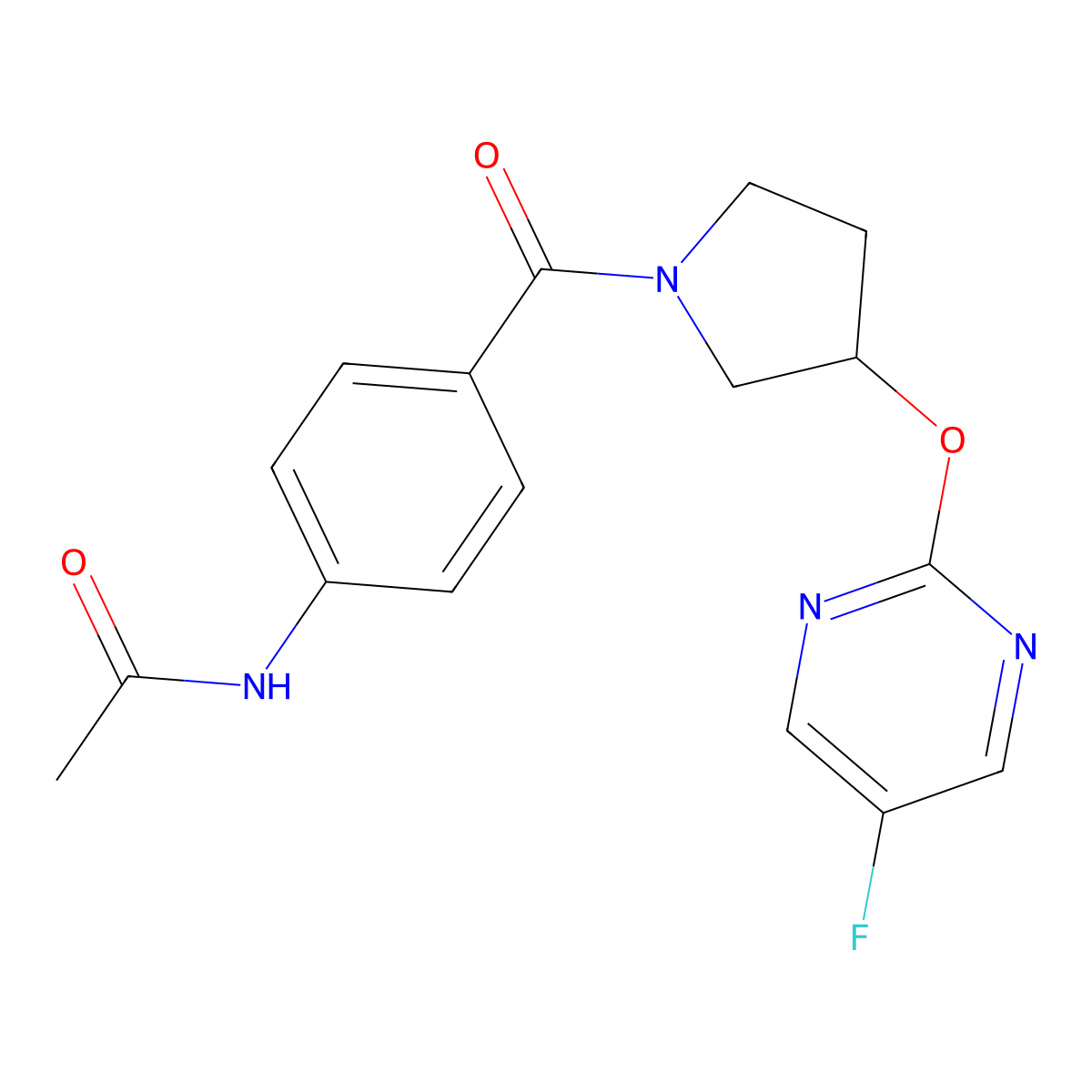 N-(4-(3-((5-fluoropyrimidin-2-yl)oxy)pyrrolidine-1-carbonyl)phenyl)acetamide molecular structure, CAS 2034317-89-8