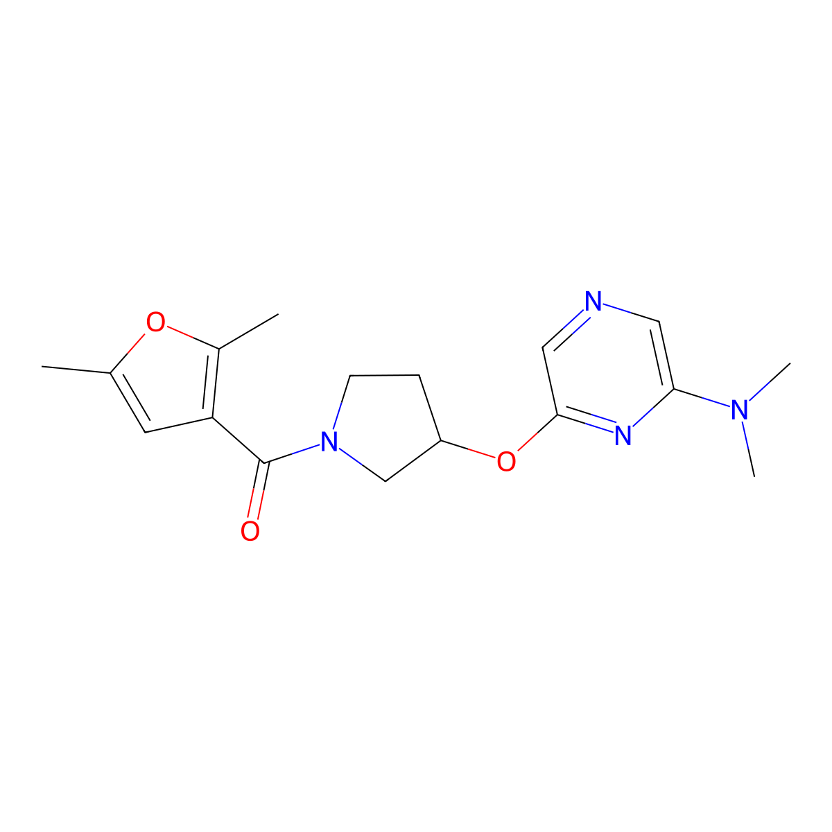 (3-((6-(Dimethylamino)pyrazin-2-yl)oxy)pyrrolidin-1-yl)(2,5-dimethylfuran-3-yl)methanone molecular structure, CAS 2034317-90-1