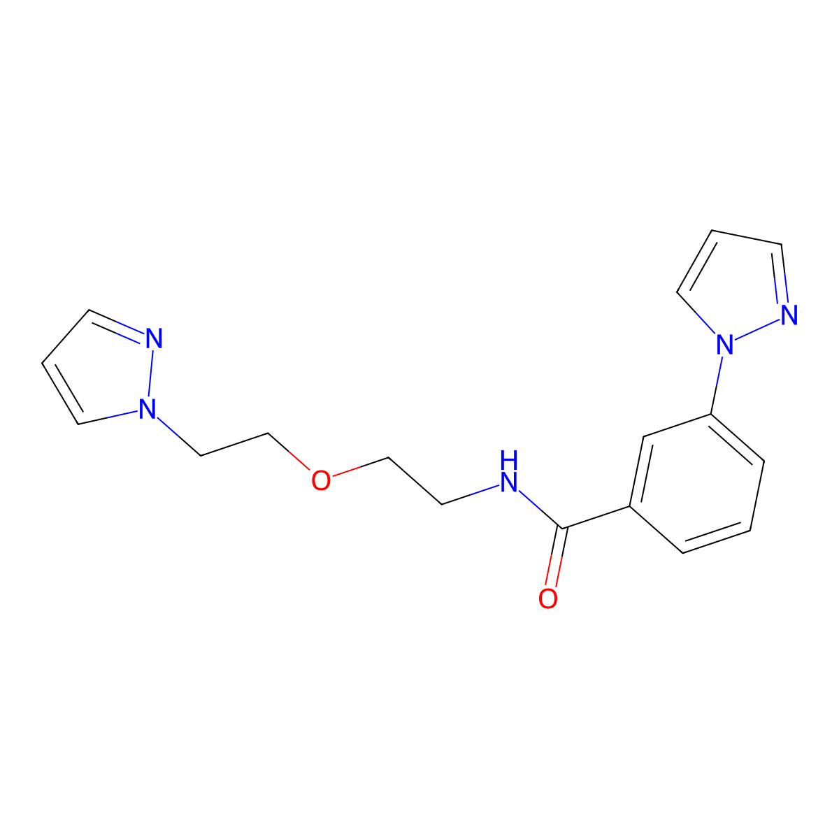 N-(2-(2-(1H-pyrazol-1-yl)ethoxy)ethyl)-3-(1H-pyrazol-1-yl)benzamide molecular structure, CAS 2034317-91-2