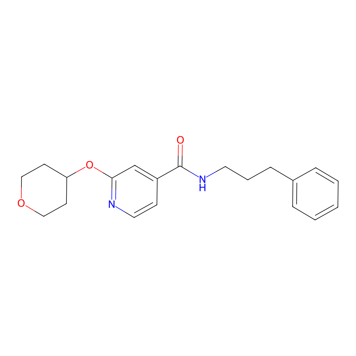 2-(oxan-4-yloxy)-N-(3-phenylpropyl)pyridine-4-carboxamide molecular structure, CAS 2034317-94-5