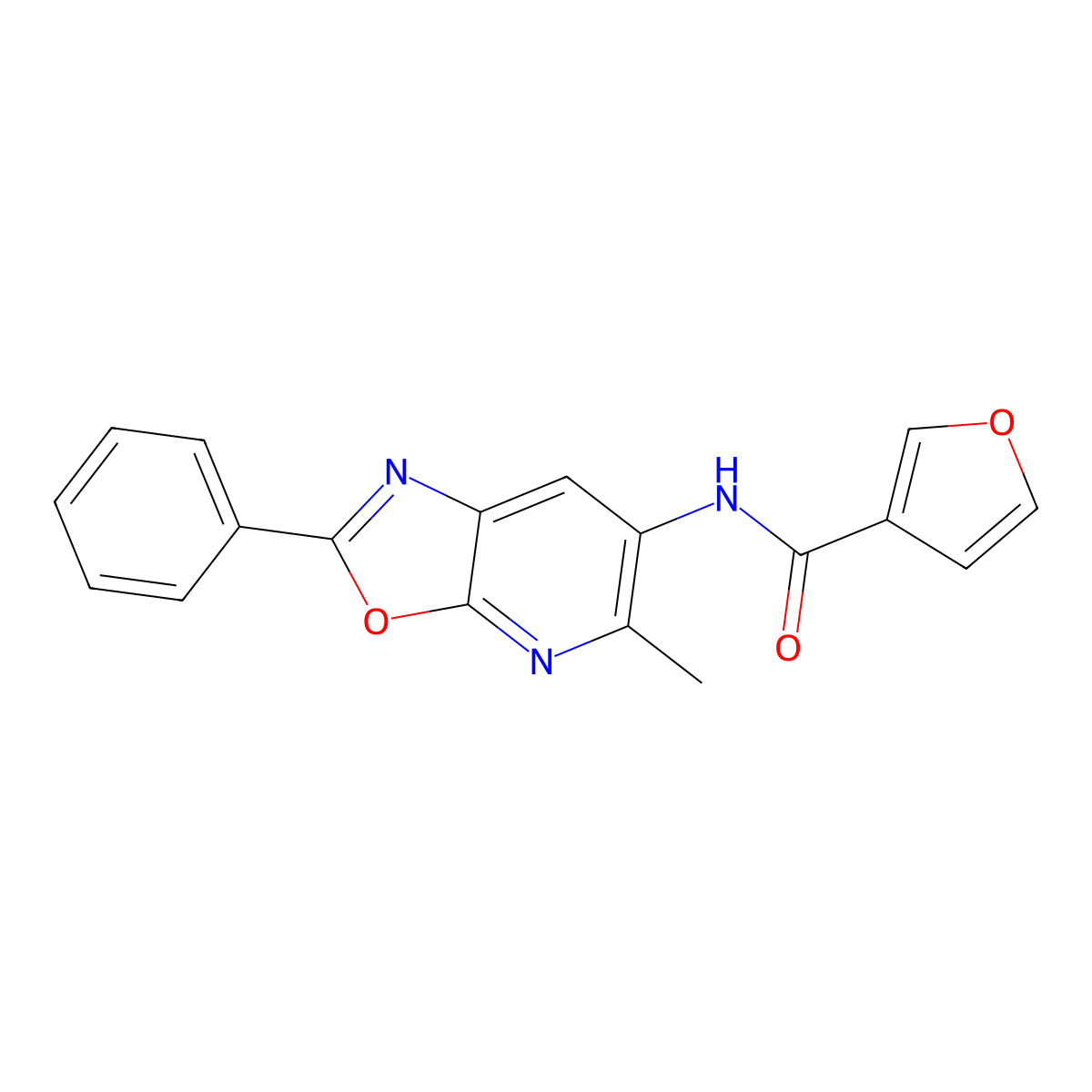 N-(5-methyl-2-phenyloxazolo[5,4-b]pyridin-6-yl)furan-3-carboxamide molecular structure, CAS 2034317-99-0