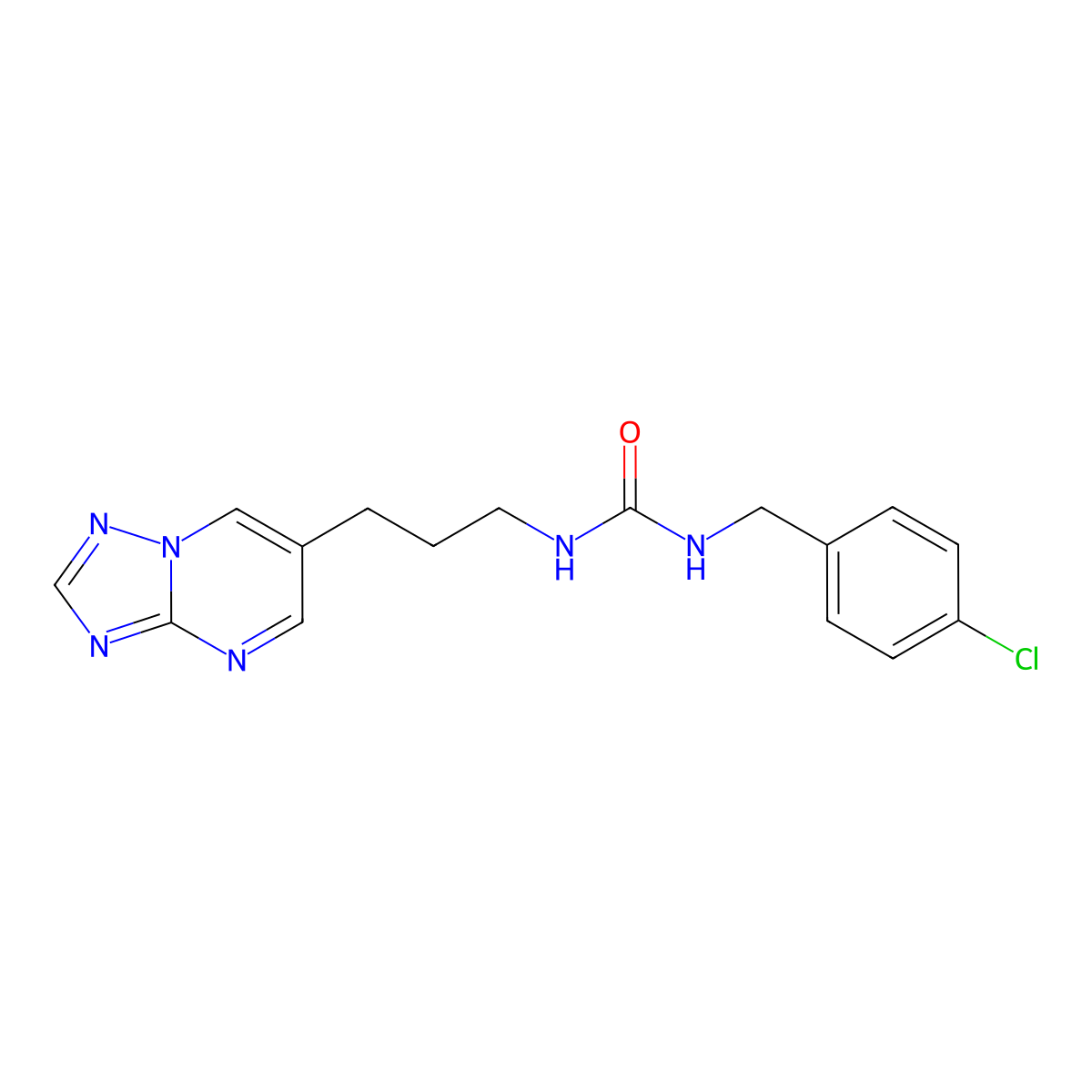 1-(3-([1,2,4]Triazolo[1,5-a]pyrimidin-6-yl)propyl)-3-(4-chlorobenzyl)urea molecular structure, CAS 2034318-00-6