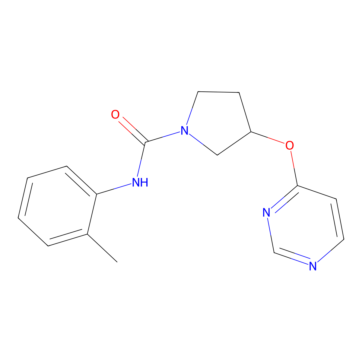 3-(pyrimidin-4-yloxy)-N-(o-tolyl)pyrrolidine-1-carboxamide molecular structure, CAS 2034318-01-7