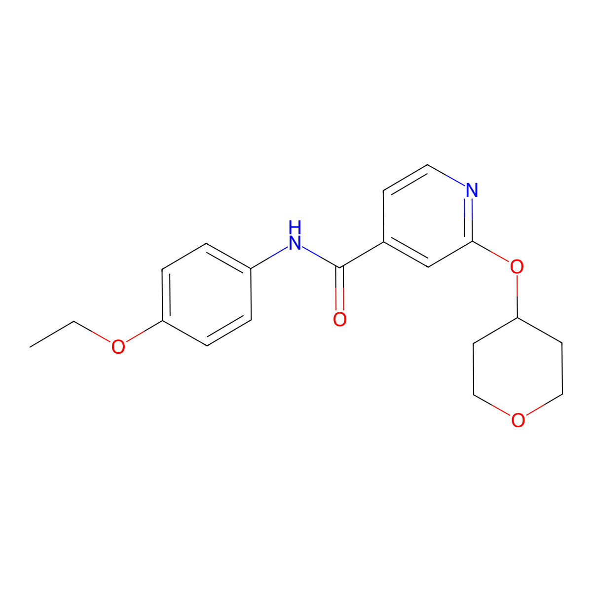 N-(4-ethoxyphenyl)-2-(oxan-4-yloxy)pyridine-4-carboxamide molecular structure, CAS 2034318-05-1
