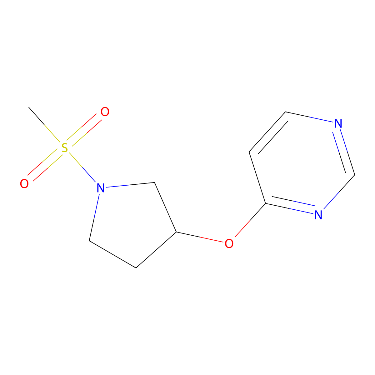 4-((1-(Methylsulfonyl)pyrrolidin-3-yl)oxy)pyrimidine molecular structure, CAS 2034318-10-8