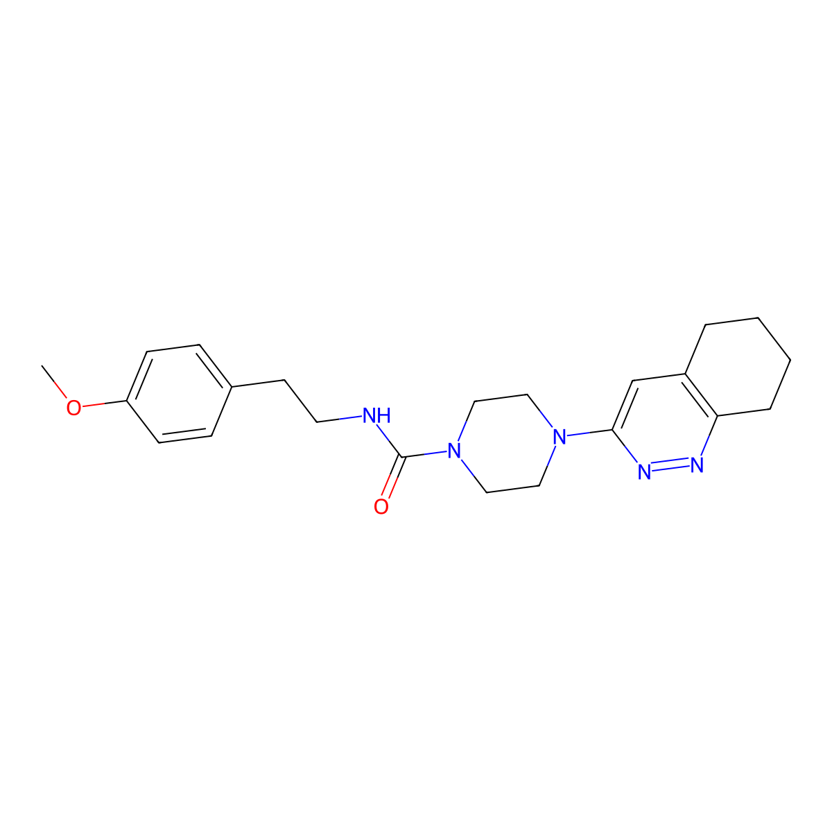 N-(4-methoxyphenethyl)-4-(5,6,7,8-tetrahydrocinnolin-3-yl)piperazine-1-carboxamide molecular structure, CAS 2034318-11-9