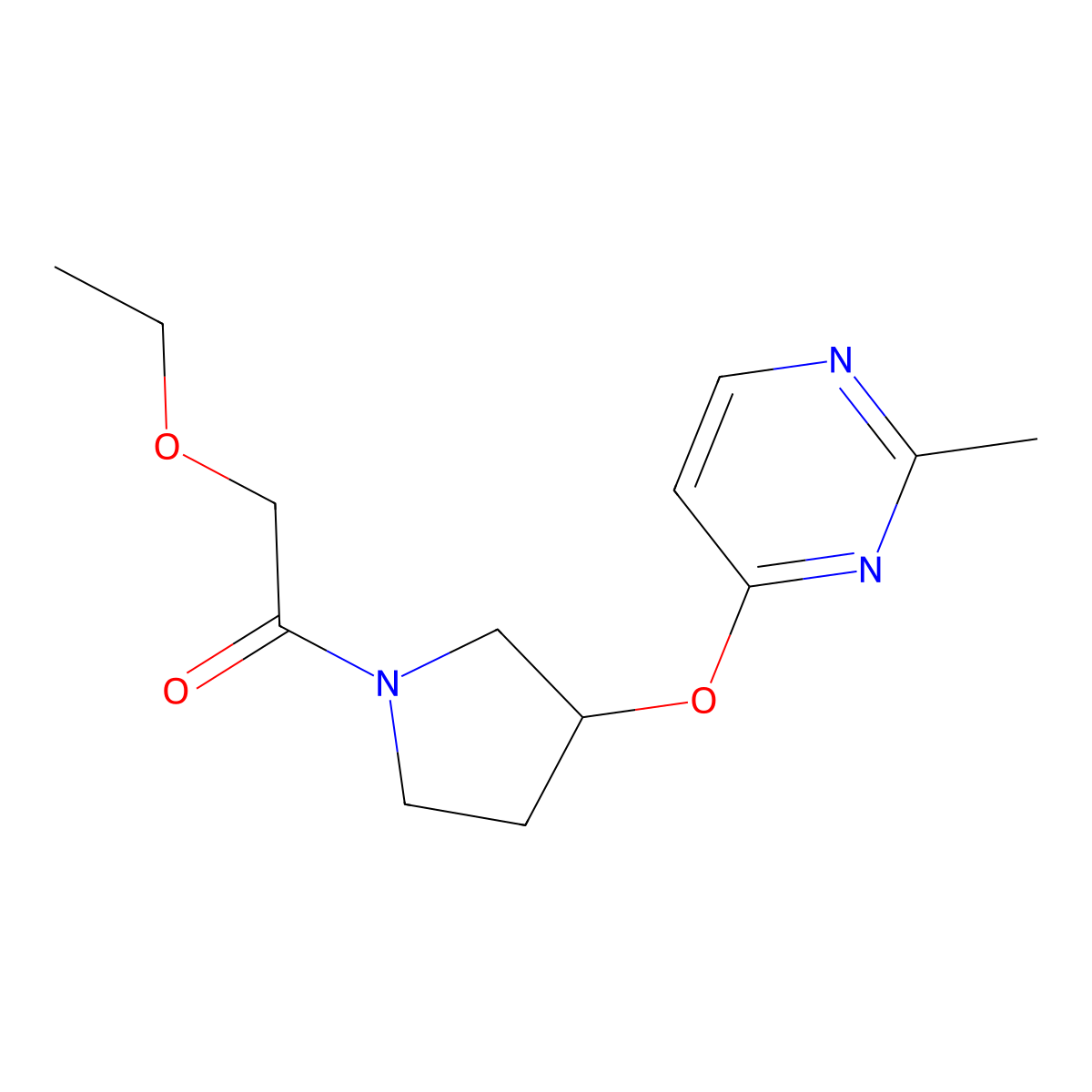 2-Ethoxy-1-{3-[(2-methylpyrimidin-4-yl)oxy]pyrrolidin-1-yl}ethan-1-one molecular structure, CAS 2034318-18-6