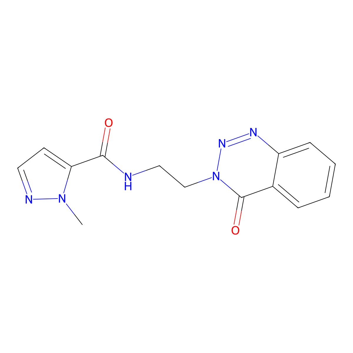 1-methyl-N-(2-(4-oxobenzo[d][1,2,3]triazin-3(4H)-yl)ethyl)-1H-pyrazole-5-carboxamide molecular structure, CAS 2034318-22-2