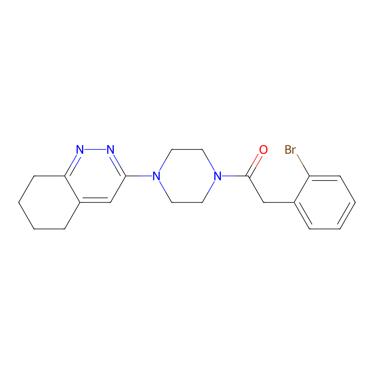 2-(2-Bromophenyl)-1-(4-(5,6,7,8-tetrahydrocinnolin-3-yl)piperazin-1-yl)ethanone molecular structure, CAS 2034318-23-3