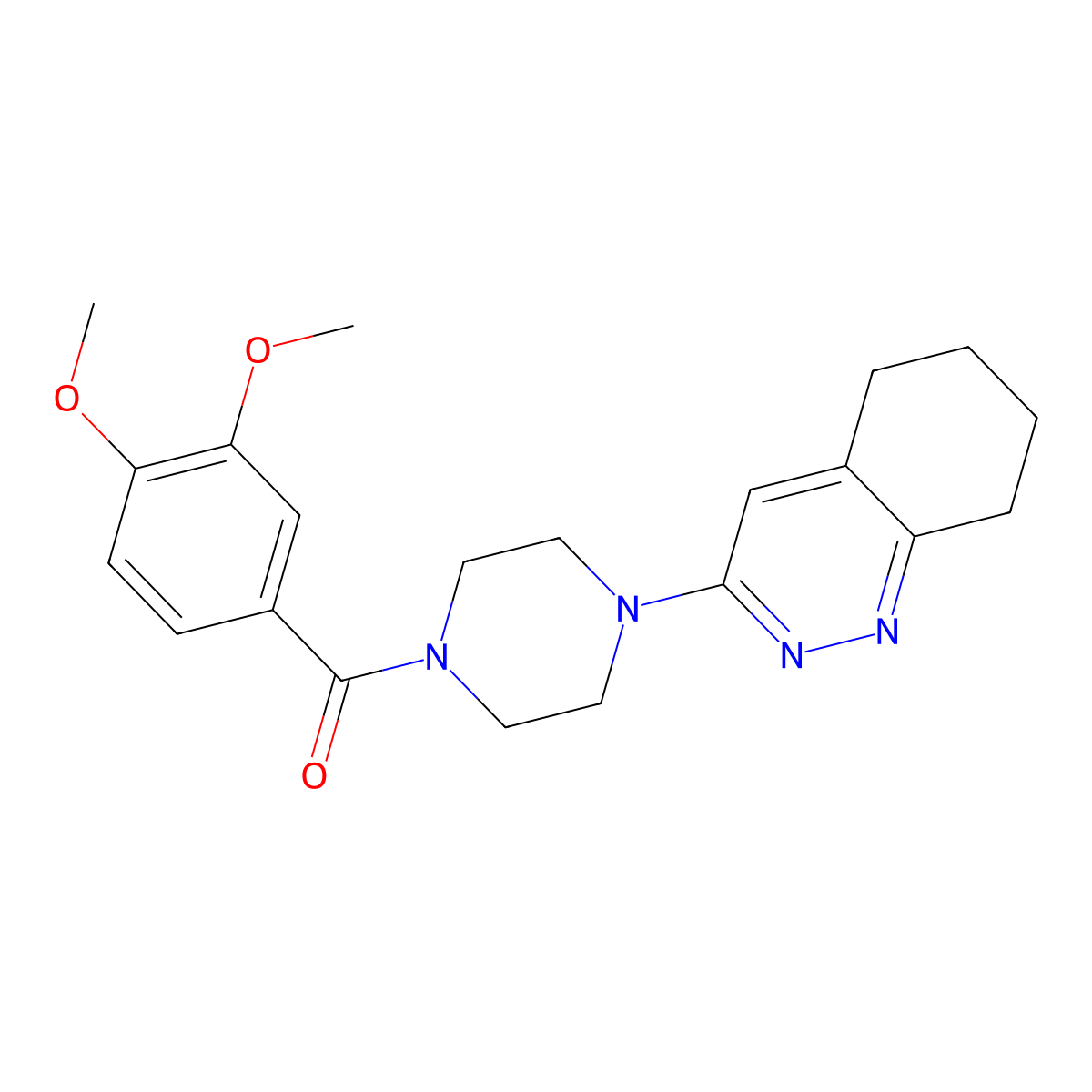 (3,4-Dimethoxyphenyl)(4-(5,6,7,8-tetrahydrocinnolin-3-yl)piperazin-1-yl)methanone molecular structure, CAS 2034318-29-9