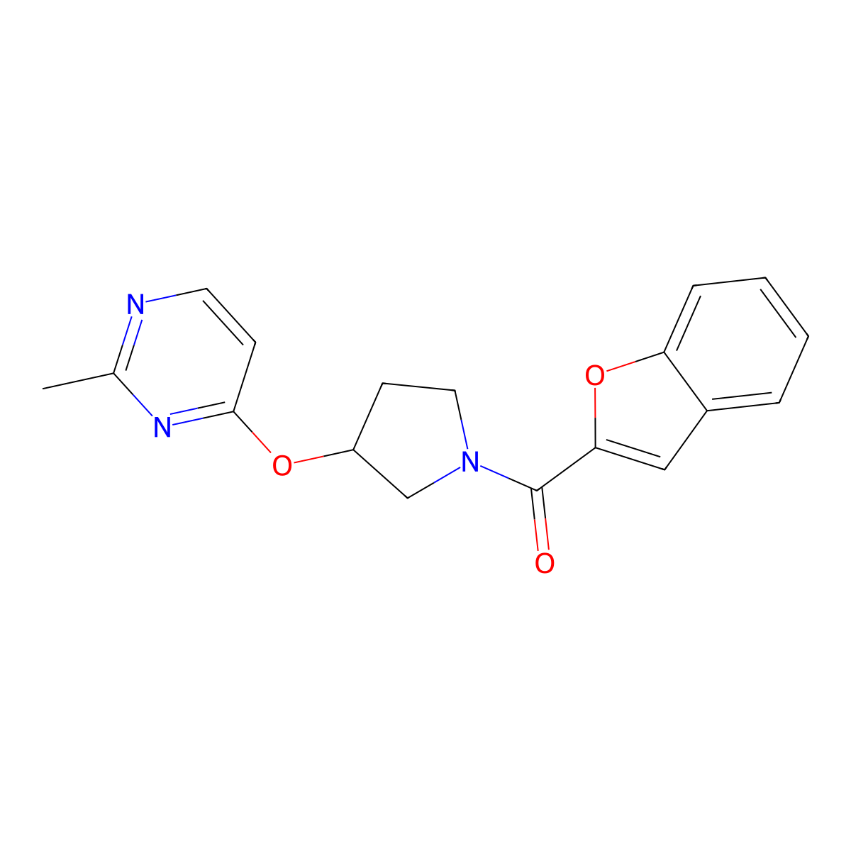 4-{[1-(1-Benzofuran-2-carbonyl)pyrrolidin-3-yl]oxy}-2-methylpyrimidine molecular structure, CAS 2034318-37-9